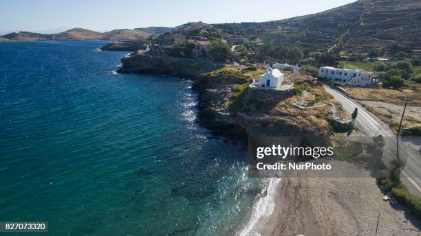 Aerial images of Kea island also known as Gia or Tzia, Zea, and, in antiquity, Keos, is a Greek island in the Cyclades archipelago in the Aegean Sea....