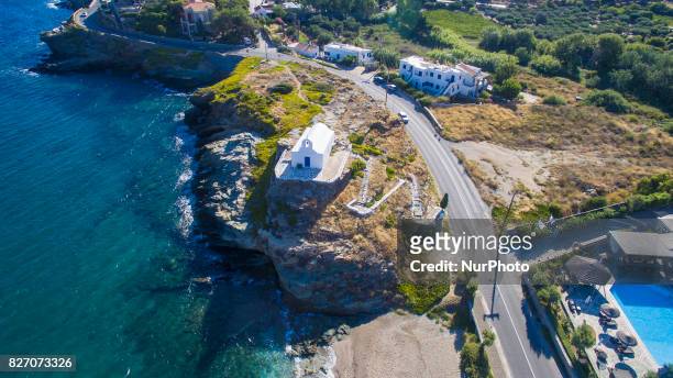 Aerial images of Kea island also known as Gia or Tzia, Zea, and, in antiquity, Keos, is a Greek island in the Cyclades archipelago in the Aegean Sea....