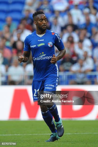 Yoann Salmier of Strasbourg during the Ligue 1 match between Olympique Lyonnais and Strasbourg at Parc Olympique on August 5, 2017 in Lyon.