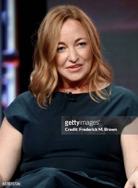 Creator/executive producer Tassie Cameron of "Ten Days in the Valley" speaks onstage during the Disney/ABC Television Group portion of the 2017...