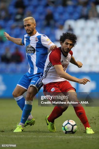 Emre Colak of Deportivo de La Coruna and Ahmed Hegazy of West Bromwich Albion during the Pre-Season Friendly between Deportivo de La Coruna and West...