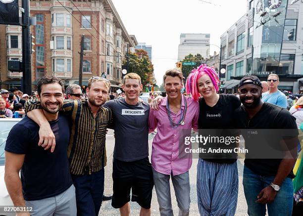 Netflix's Sense8 cast members Alfonso Herrera, Max Riemelt, Brian J. Smith, City of Vancouver Mayor Gregor Robertson, creator Lana Wachowski and Toby...