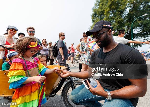 Netflix's Sense8 cast member Toby Onwumere attends Vancouver Pride Parade on August 6, 2017 in Vancouver, Canada.