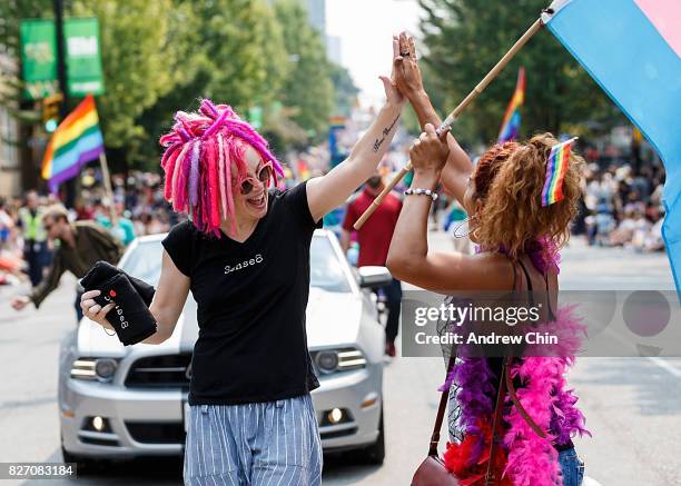 Netflix's Sense8 creator Lana Wachowski attends Vancouver Pride Parade on August 6, 2017 in Vancouver, Canada.