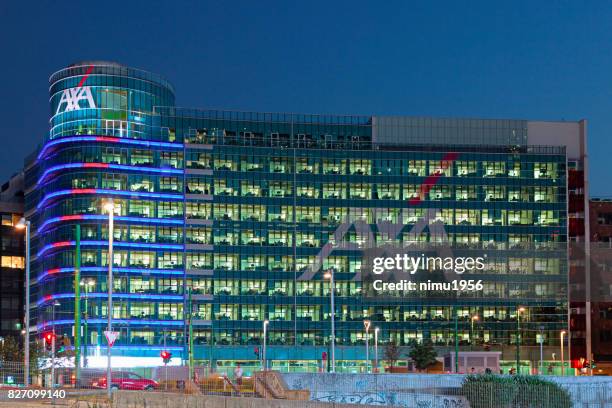 axa insurance head quarter in milan-italy - finanza ed economia stock pictures, royalty-free photos & images