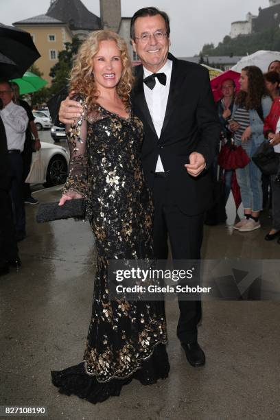 Katja Burkard and her husband Hans Mahr attend the 'Aida' premiere during the Salzburg Opera Festival 2017 on August 6, 2017 in Salzburg, Austria.