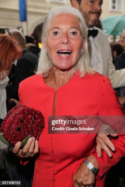 Christiane Hoerbiger attends the 'Aida' premiere during the Salzburg Opera Festival 2017 on August 6, 2017 in Salzburg, Austria.