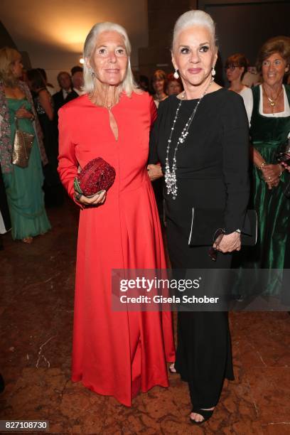 Christiane Hoerbiger and her sister Maresa Hoerbiger attend the 'Aida' premiere during the Salzburg Opera Festival 2017 on August 6, 2017 in...