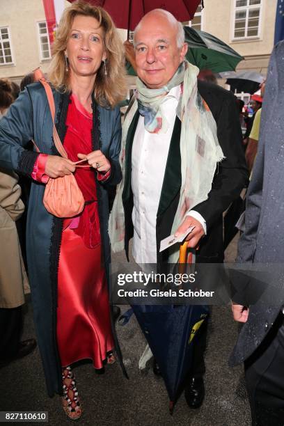 Rolf Sachs and his girlfriend Mafalda von Hessen attend the 'Aida' premiere during the Salzburg Opera Festival 2017 on August 6, 2017 in Salzburg,...