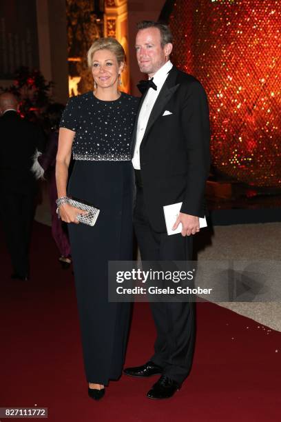 Nadja Swarovski and her husband Rupert Adams attend the 'Aida' premiere during the Salzburg Opera Festival 2017 on August 6, 2017 in Salzburg,...