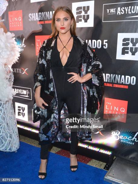 Actress Cassie Scerbo attends the premiere of "Sharknado 5: Global Swarming" at The Linq Hotel & Casino on August 6, 2017 in Las Vegas, Nevada.