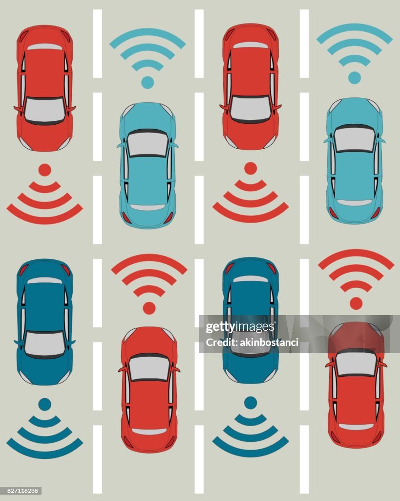 Autonomous Self Driving Driverless Car Illustration High-Res Vector ...