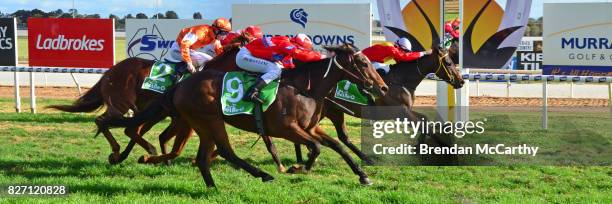 Arachne ridden by Jordan Childs wins the Manang Cup 14th October 2017 BM64 Handicap at Swan Hill Racecourse on August 07, 2017 in Swan Hill,...