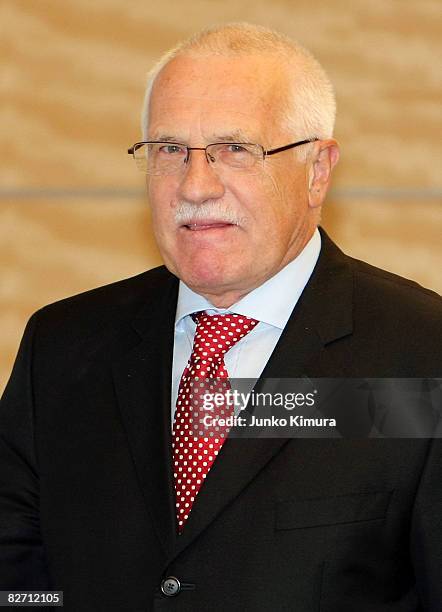 Czech President Vaclav Klaus attends a bilateral summit meeting with Japanese Prime Minister Yasuo Fukuda at Fukuda's official residence on September...