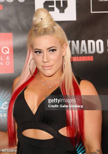 Profesional wrestler/model Kira Forster attends the premiere of "Sharknado 5: Global Swarming" at The Linq Hotel & Casino on August 6, 2017 in Las...