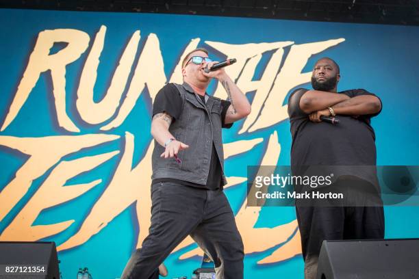 El-P and Killer Mike of Run the Jewels perform on Day 3 of the Osheaga Music and Art Festival at Parc Jean-Drapeau on August 6, 2017 in Montreal,...