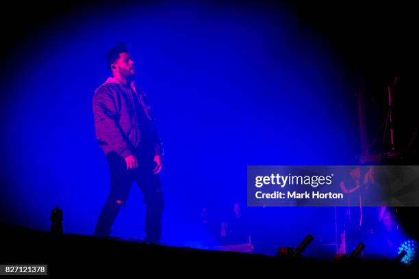 The Weeknd performs on Day 3 of the Osheaga Music and Art Festival at Parc Jean-Drapeau on August 6, 2017 in Montreal, Canada.
