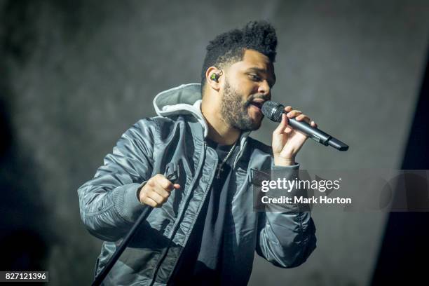 The Weeknd performs on Day 3 of the Osheaga Music and Art Festival at Parc Jean-Drapeau on August 6, 2017 in Montreal, Canada.