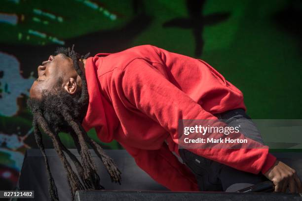 Denzel Curry performs on Day 3 of the Osheaga Music and Art Festival at Parc Jean-Drapeau on August 6, 2017 in Montreal, Canada.