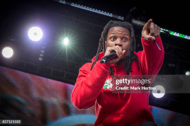 Denzel Curry performs on Day 3 of the Osheaga Music and Art Festival at Parc Jean-Drapeau on August 6, 2017 in Montreal, Canada.