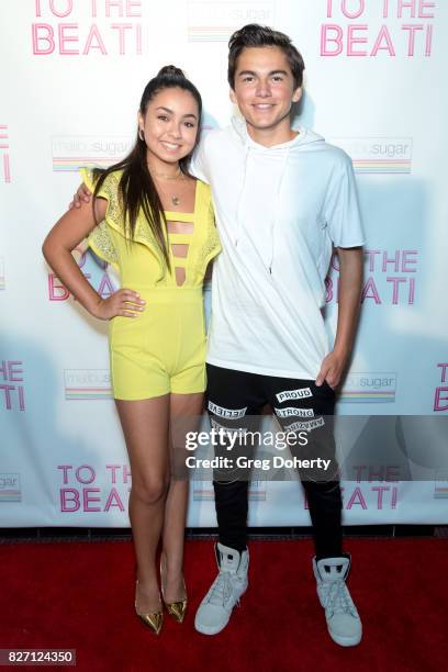 Actors Laura Krystine and Ashton Arbab arrive for the "To The Beat" Special Screening at The Colony Theatre on August 6, 2017 in Burbank, California.