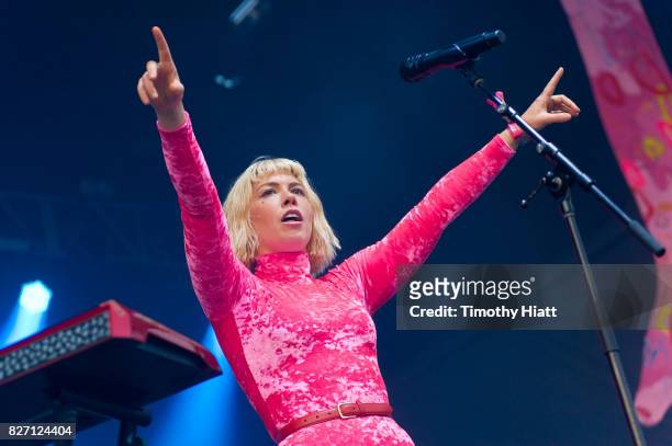 Hannah Hooper of Grouplove performs on Day Four of Lollapalooza at Grant Park on August 6, 2017 in Chicago, Illinois.