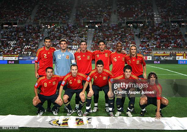 The Spanish national team Raul Albiol, Iker Casillas, Sergio Ramos, Joan Capdevila, Marcos Senna, Diego Capel and Xavier Hernandez, Andres Iniesta,...