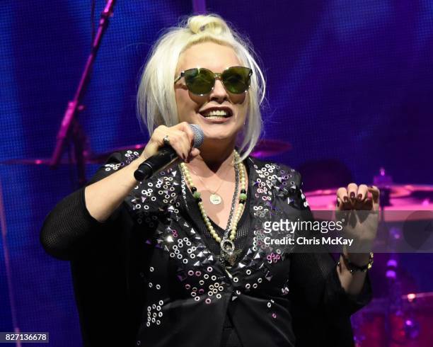 Debbie Harry of Blondie performs at Chastain Park Amphitheater on August 6, 2017 in Atlanta, Georgia.