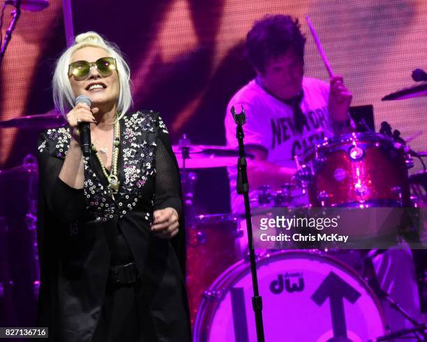 Debbie Harry and Clem Burke of Blondie perform at Chastain Park Amphitheater on August 6, 2017 in Atlanta, Georgia.