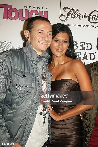 Chester Bennington and Talinda Bentley attend InTouch Weekly's ICONS+IDOLS Post-VMA Celebration at Chateau Marmont on September 7, 2008 in Los...