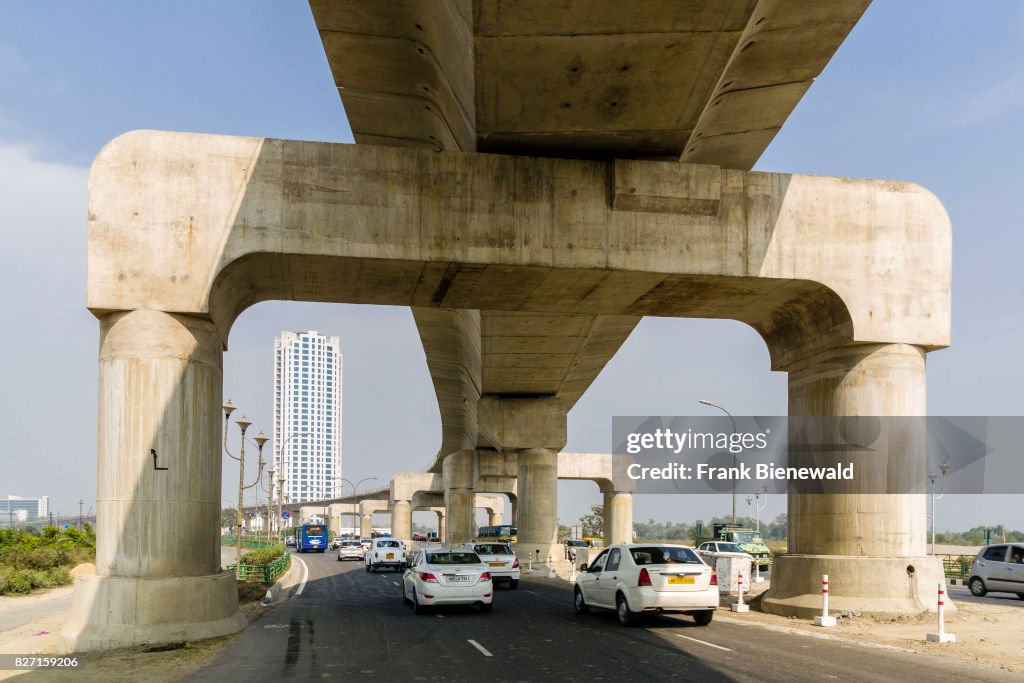 Construction site of the new Metro line to Airport in the...