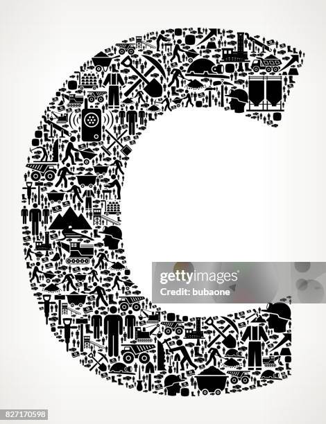 letter c mining industry vector graphic - digging hole stock illustrations