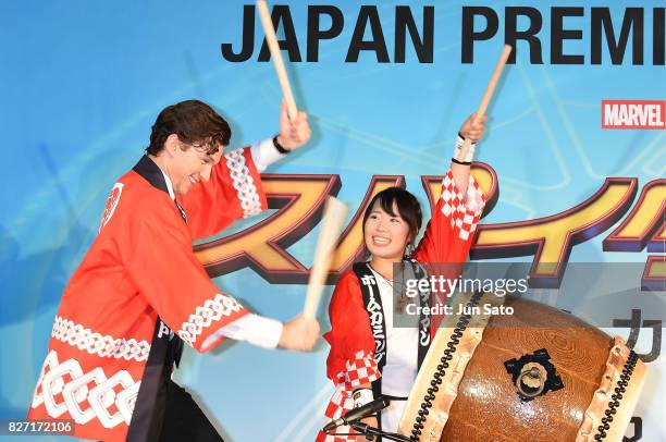 Actor Tom Holland attends the 'Spider-Man: Homecoming' Japan Premier at Kabukicho Cinecity Park on August 7, 2017 in Tokyo, Japan.