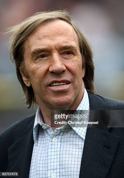 Guenter Netzer is seen during the Day of Legends match between team Germany and the rest of the world and team Hamburg at the Millerntor stadium on...