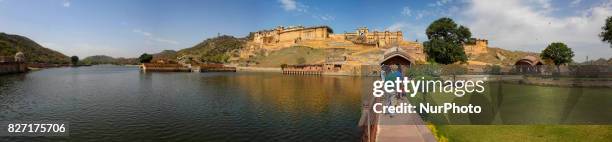 The famous Amber Fort in Jaipur, India with more than 1.5 million visitors per year. Build in 1592 by Raja Man Singh from materials that were ritch...