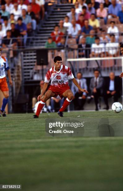 Zinedine Zidane of Cannes during a Division 1 match between Cannes and Montpellier on July 27, 1991 in Cannes, France. Photo by Jean Claude Lamy /...