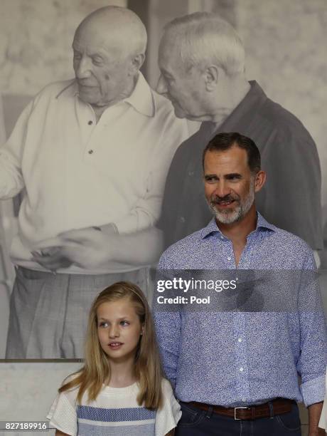 King Felipe VI of Spain and Princess Sofia of Spain visit the Can Prunera Museum on August 6, 2017 in Palma de Mallorca, Spain.