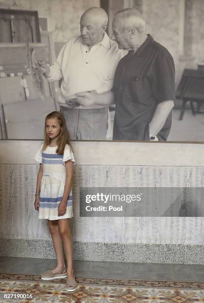 Princess Sofia of Spain visits the Can Prunera Museum on August 6, 2017 in Palma de Mallorca, Spain.