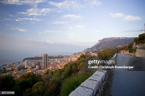 monaco cityscape, elevated view - monaco road stock pictures, royalty-free photos & images