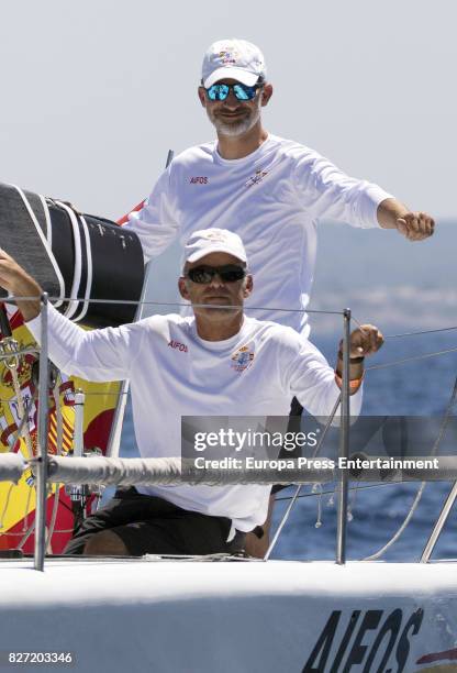 King Felipe VI of Spain is seen during the 36th Copa Del Rey Mafre Sailing Cup on August 5, 2017 in Palma de Mallorca, Spain.