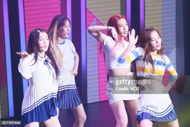 South Korean group Red Velvet perform onstage during the E-Sports & Music Festival on August 4, 2017 in Hong Kong, China.