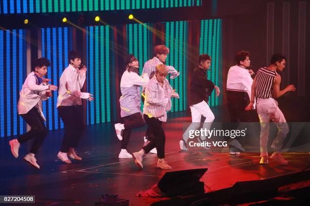 South Korean group EXO perform onstage during the E-Sports & Music Festival on August 4, 2017 in Hong Kong, China.