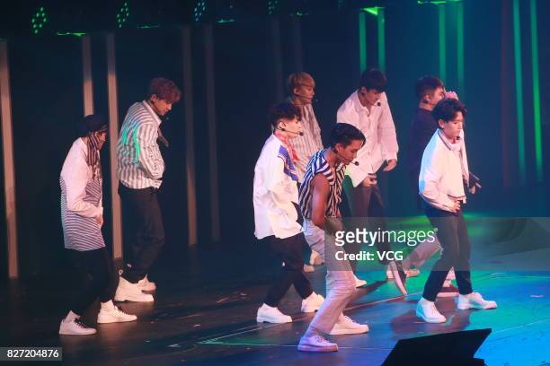 South Korean group EXO perform onstage during the E-Sports & Music Festival on August 4, 2017 in Hong Kong, China.