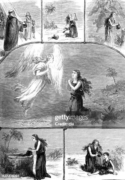 bible story: hagar and ishmael - 1876 stock illustrations