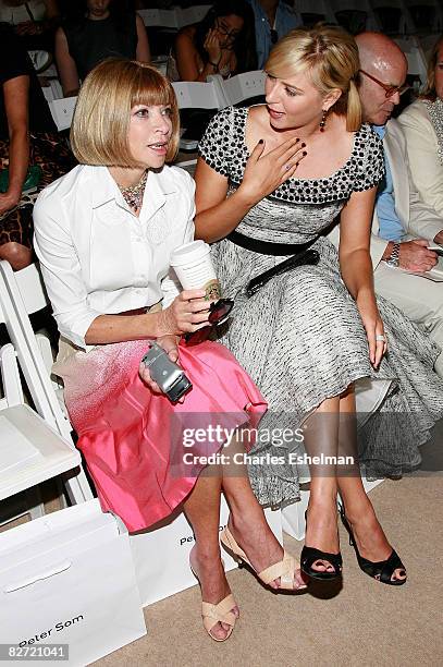 Vogue Editor Anna Wintour and Tennis player Maria Sharapova attend the Peter Som Spring 2009 runway show at The Promenade in Bryant Park on September...