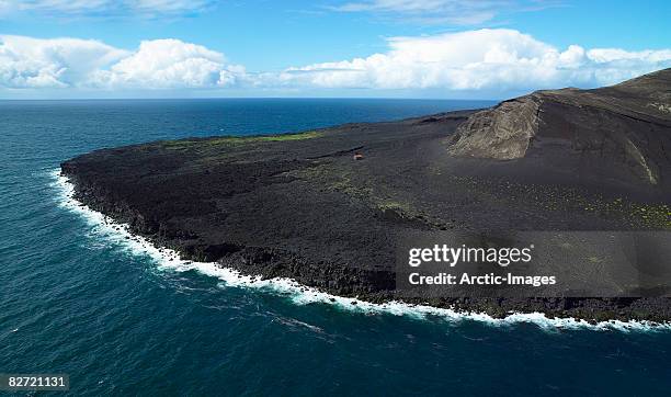 coastline of surtsey, - surtsey stock pictures, royalty-free photos & images