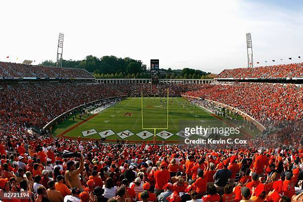 General view of Scott Stadium taken during the game between the Virginia Cavaliers and the Southern California Trojans at Scott Stadium on August 30,...