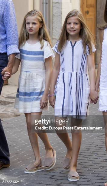 Princess Leonor of Spain and Princess Sofia of Spain visit the Can Prunera Museum on August 6, 2017 in Palma de Mallorca, Spain.