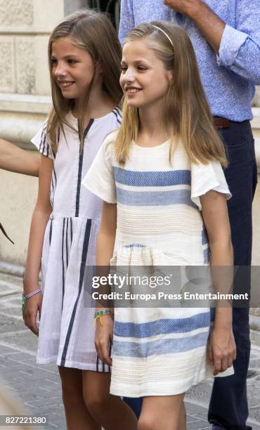 Princess Leonor of Spain and Princess Sofia of Spain visit the Can Prunera Museum on August 6, 2017 in Palma de Mallorca, Spain.