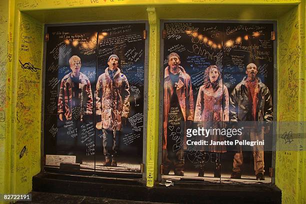 Outside closing night of "RENT" on Broadway at the Nederlander Theatre on September 7, 2008 in New York City.